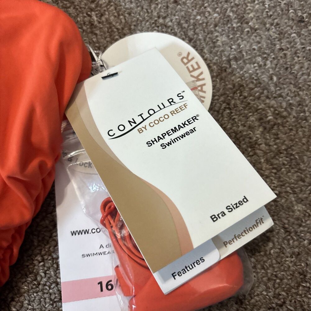 NEW Contrours Coco Reef Orange Tankini Top Koi 40D Bra Sized  NWT Textured - Picture 5 of 10